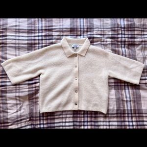 & Other Stories Cropped Collared Knit Cardigan